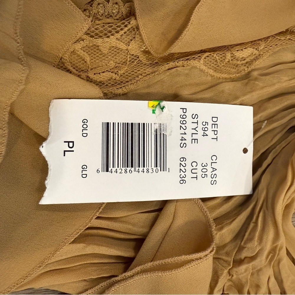 Vintage Y2K Sheer Ruffle Lace Blouse Women’s L Bronze Tan Boho Western Romantic - Picture 6 of 9